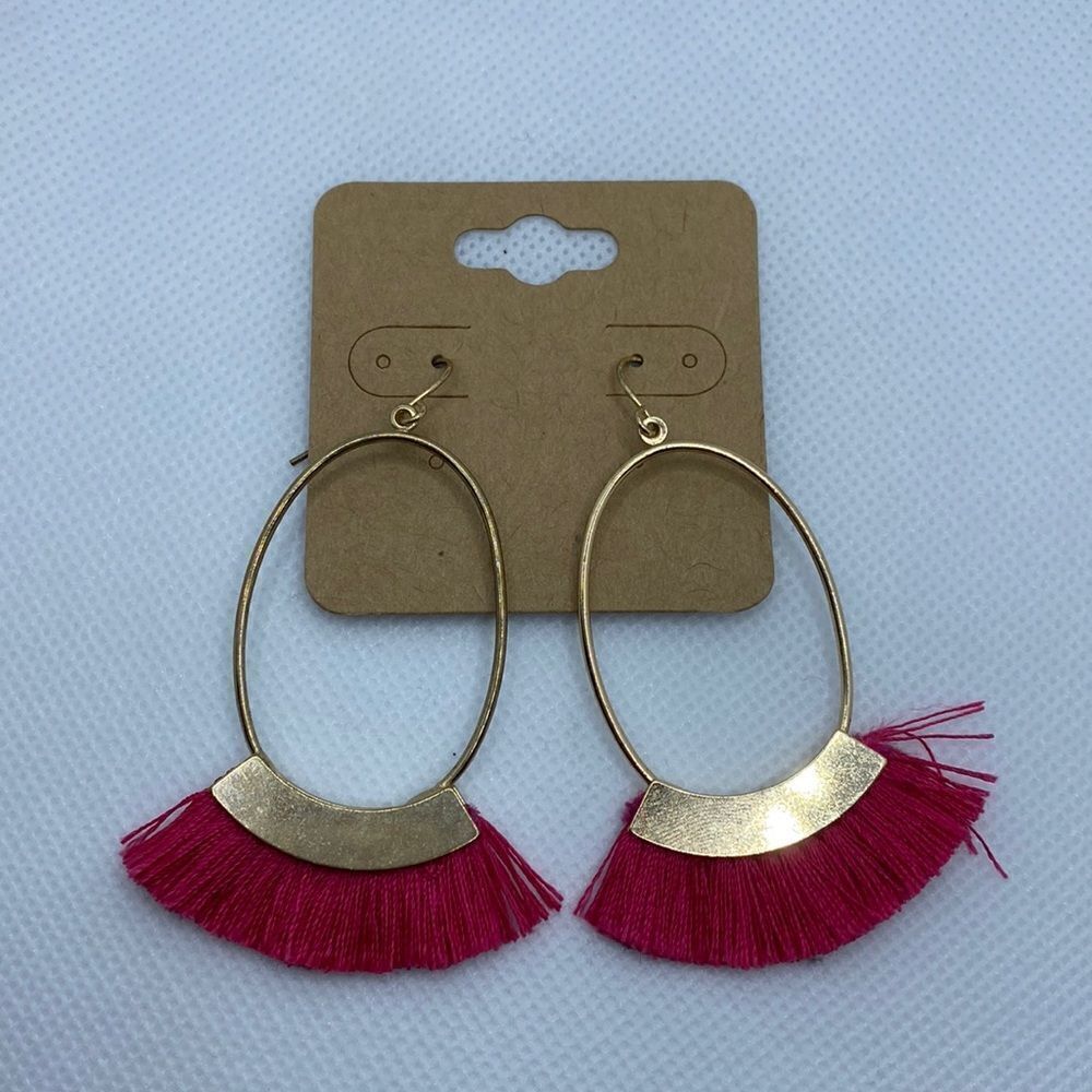 💛 Gold Pink String Tassel Earrings (defect)